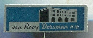 van Rooy Dorsman NV garage apparatuur blik speldje ( T_137), Verzamelen, Verzenden, Zo goed als nieuw, Transport, Speldje of Pin