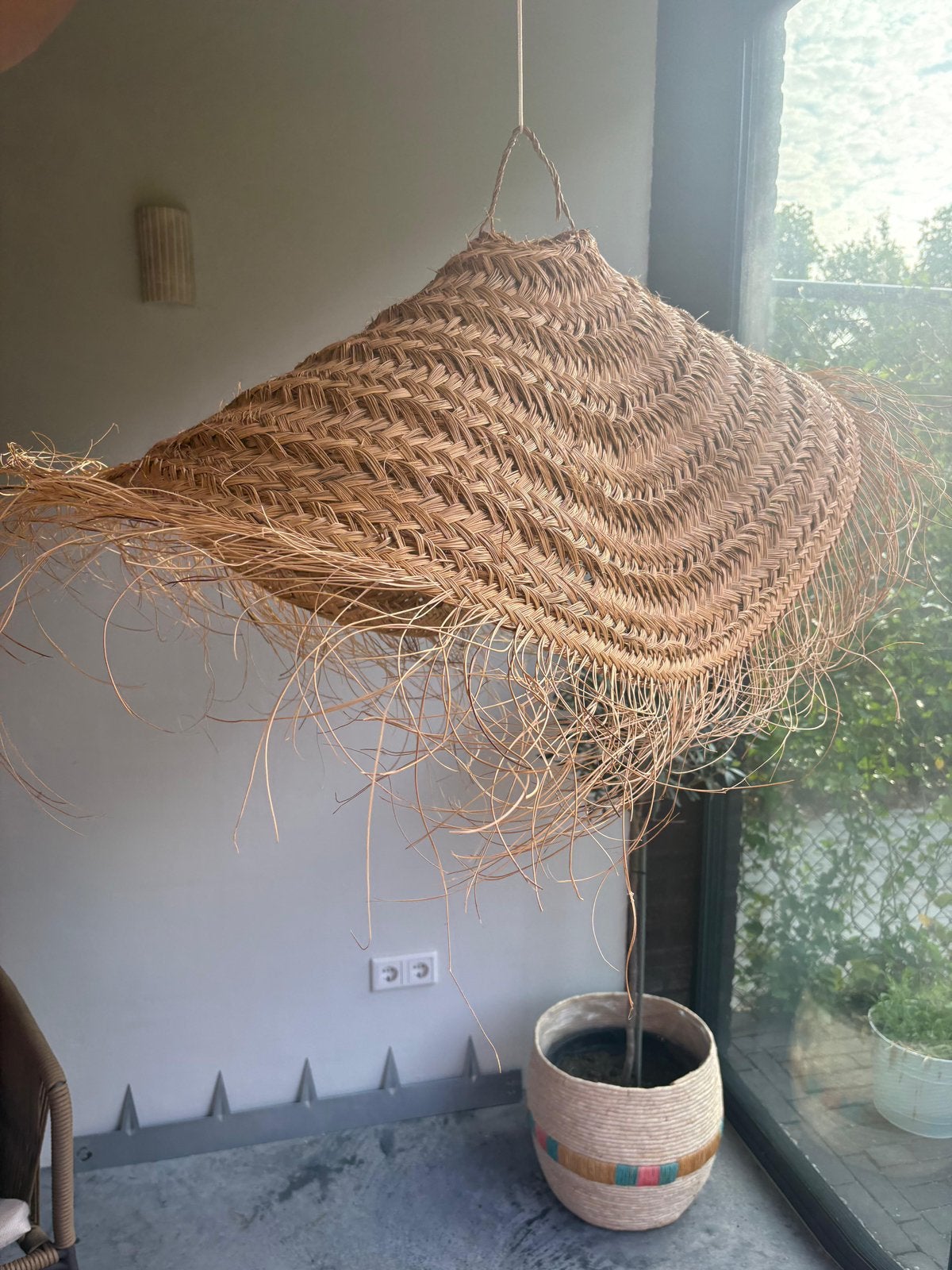 Zeegras lampenkap 80 cm diameter, Huis en Inrichting, Lampen | Lampenkappen, Ophalen, 80 cm, 40 cm, Beige