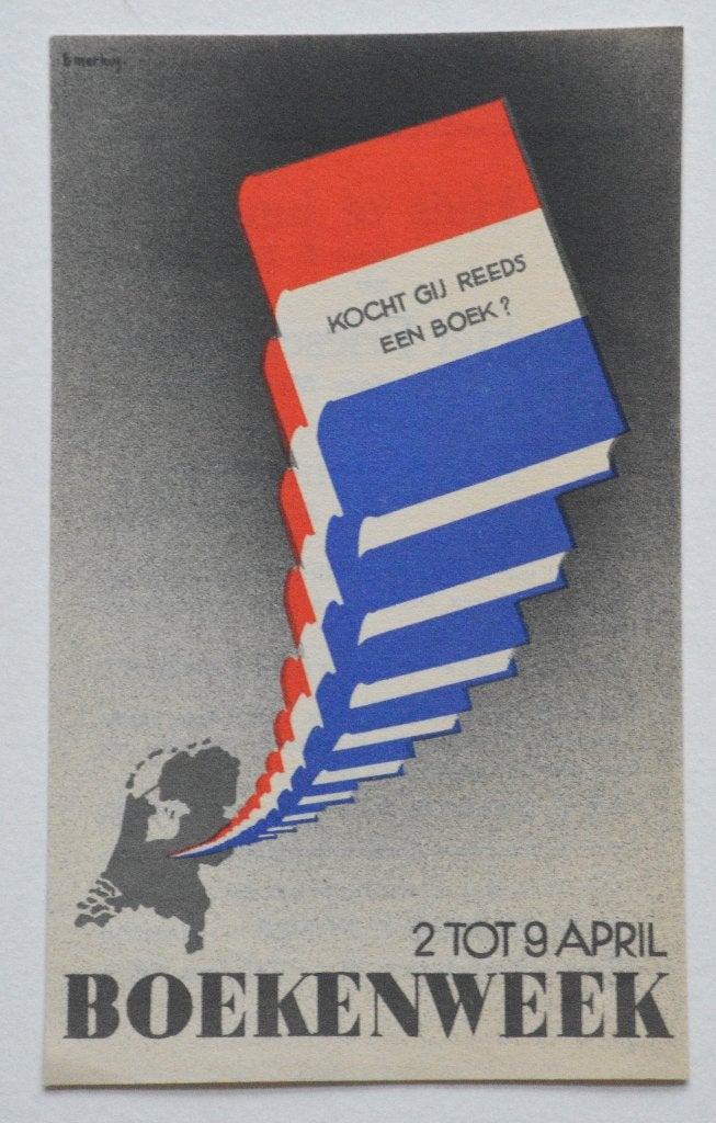 Boekenweek 2 / 9 april, reclame flyertje. Uit 1938., Ophalen of Verzenden