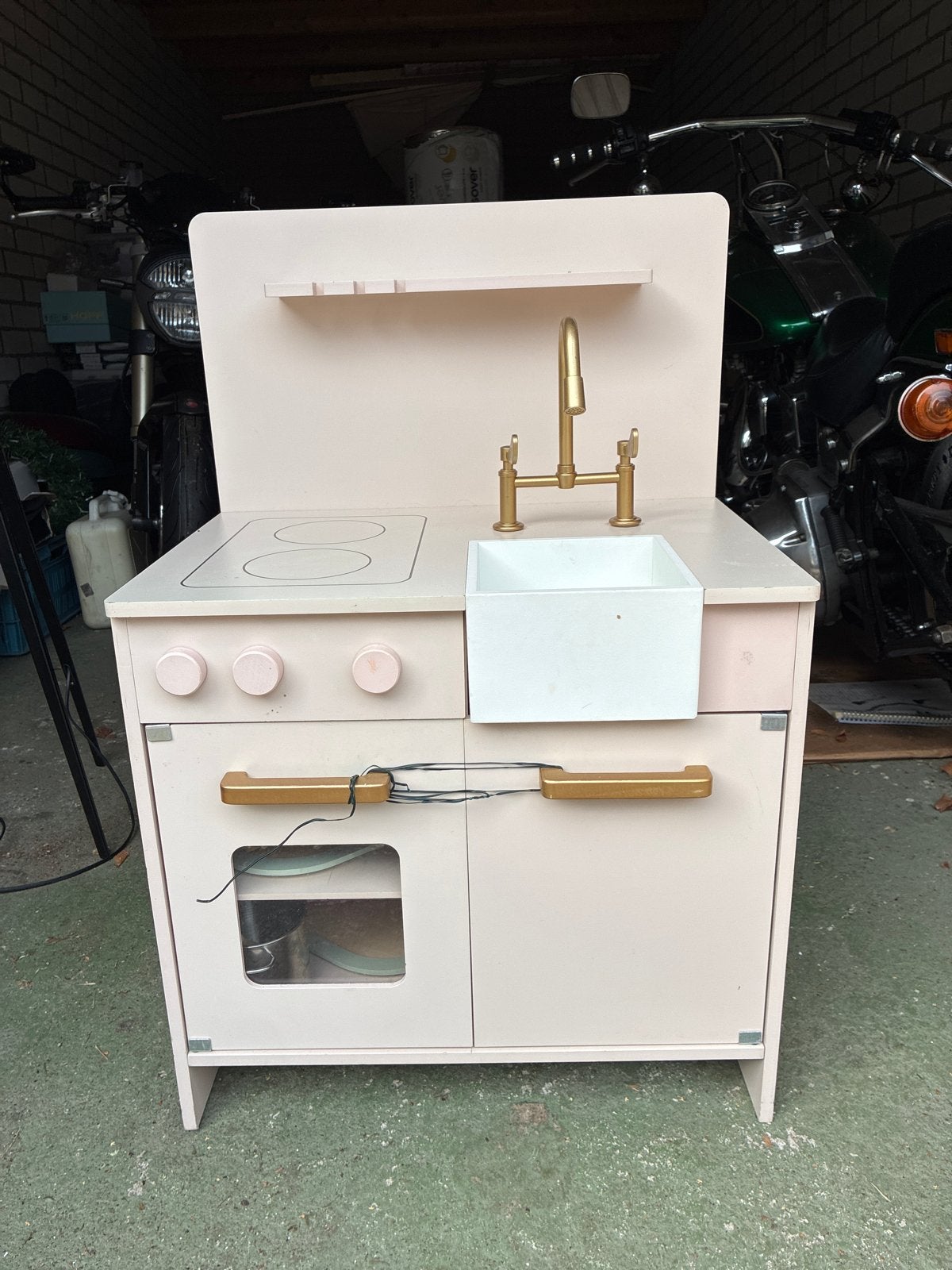 Roze Speelkeuken met Kraan, Ophalen, Gebruikt, Hout, Speelkeuken