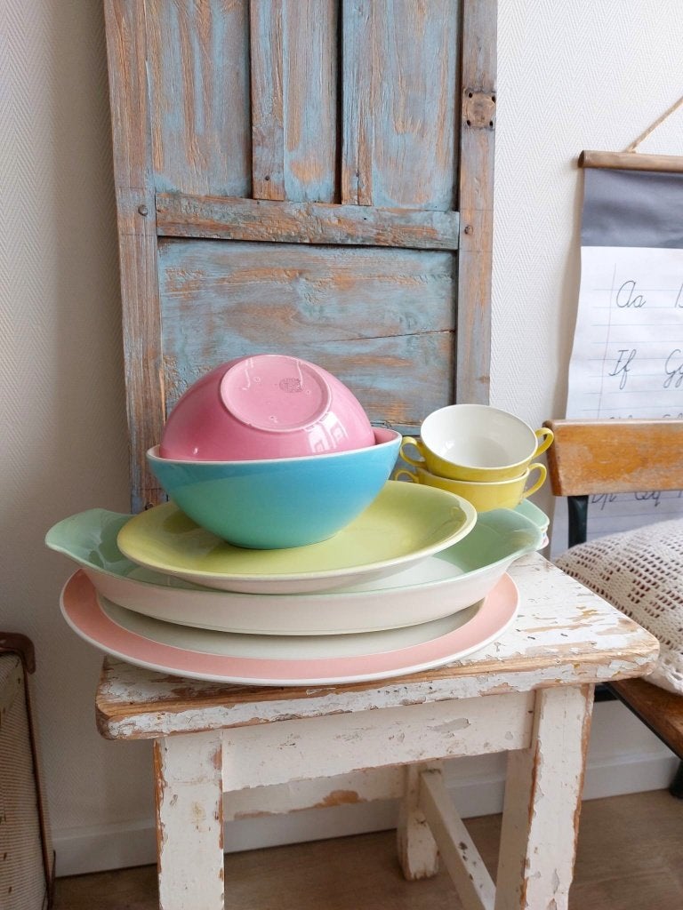 Diverse pastel servies onderdelen, Boch en Mosa, Ophalen of Verzenden