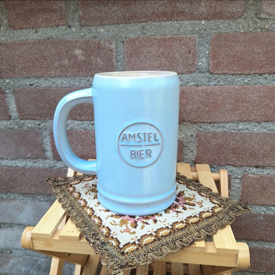 Amstel Bier Pul - Lichtblauw Keramiek, Verzamelen, Ophalen of Verzenden, Zo goed als nieuw, Pul(len), Amstel