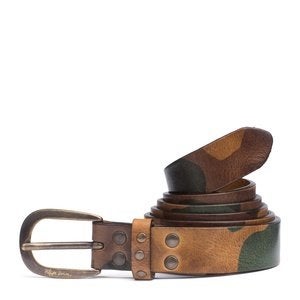 Tommy Hilfiger Mikka leren riem Camouflage bruin groen 110cm, Minder dan 3 cm, Nieuw, Heupriem, Ophalen of Verzenden