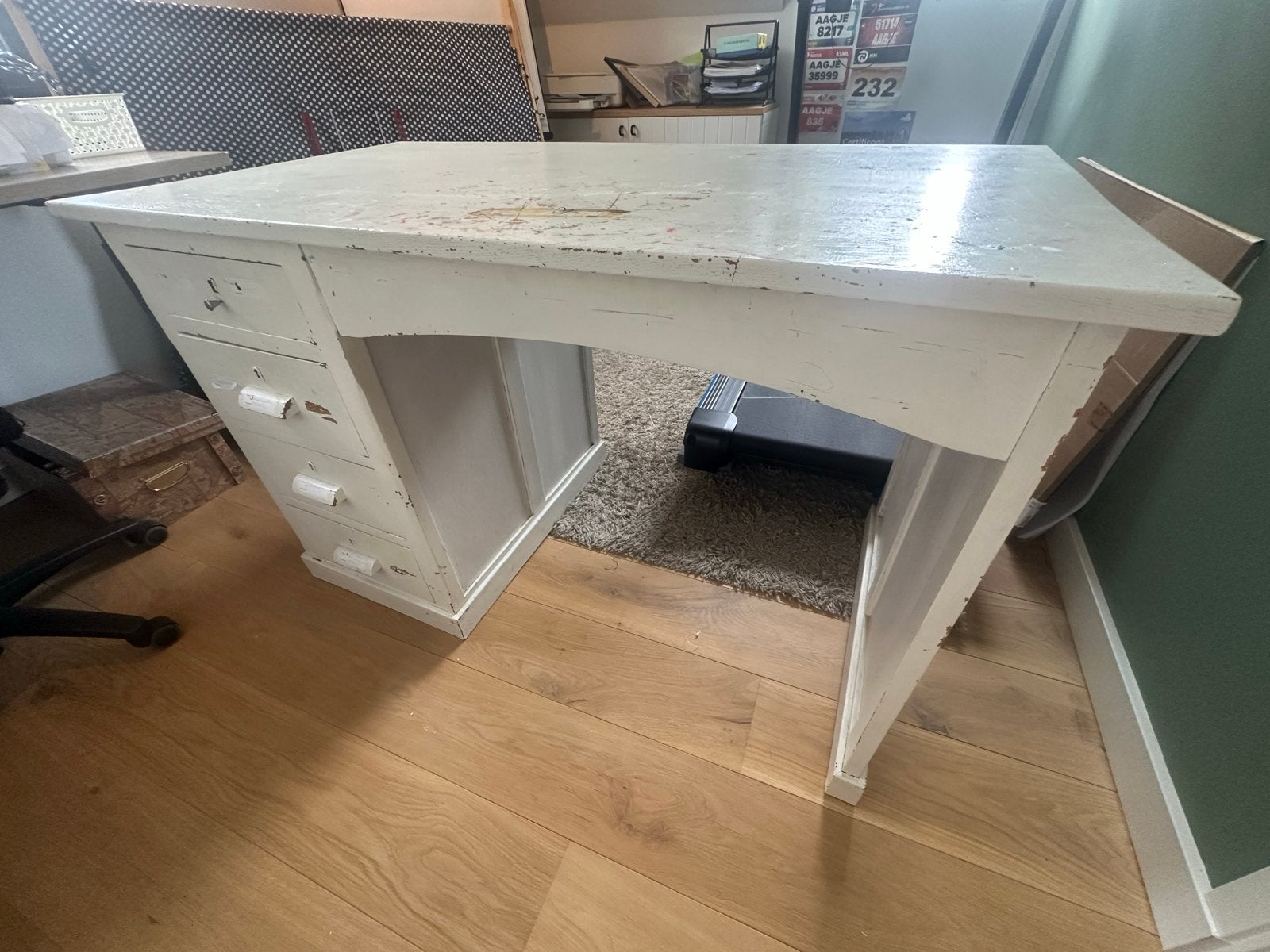 Vintage wit bureau met lades - gratis, Ophalen, Overige typen, Gebruikt, Vintage