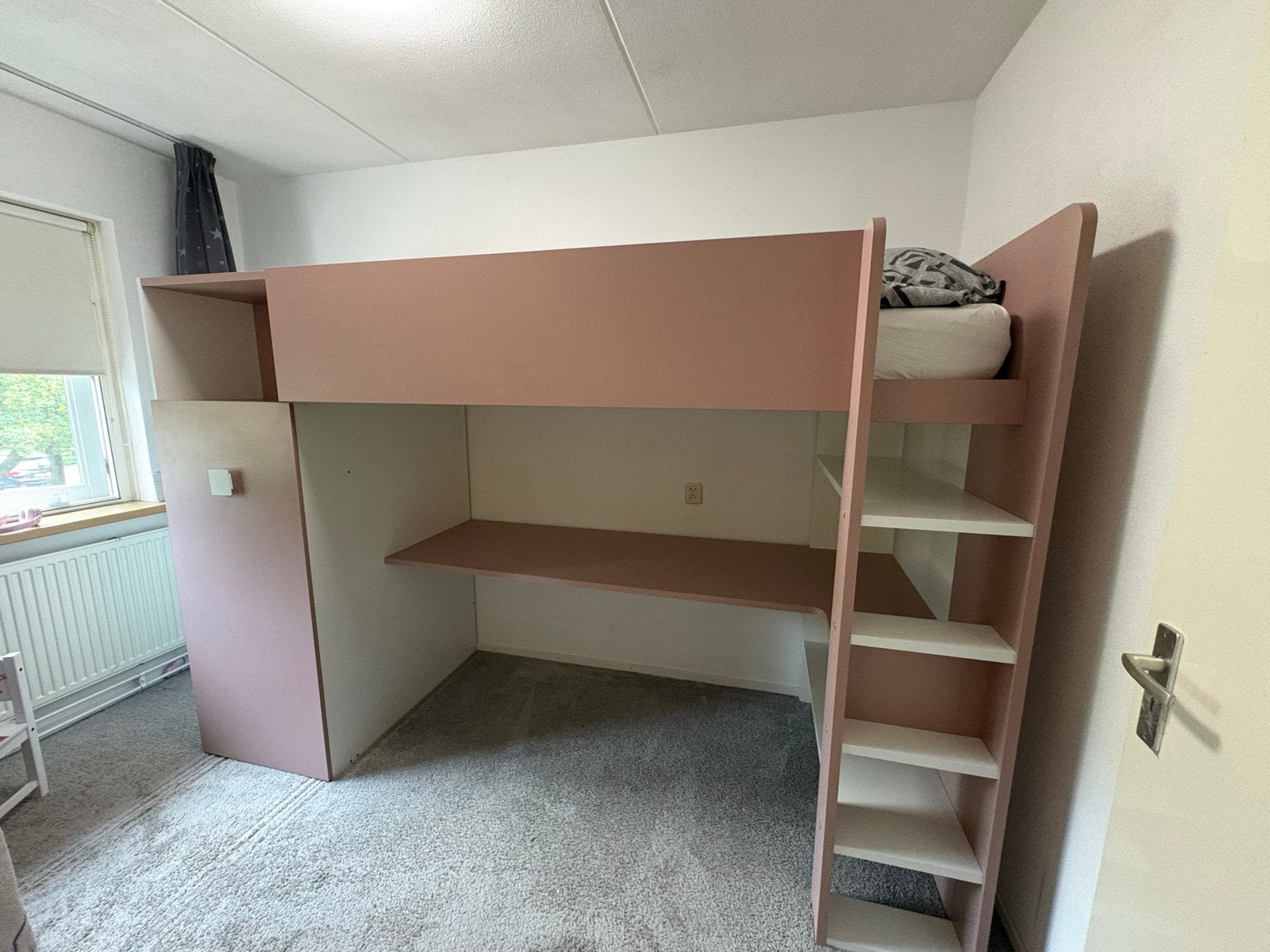 Jules Hoogslaper Plus met Bureau en Kast - Oudroze, Ophalen, Gebruikt, Eenpersoons, 160 tot 180 cm