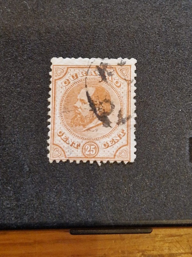 curacao gestempeld nr 7D dunne plek, Ophalen of Verzenden, Gestempeld