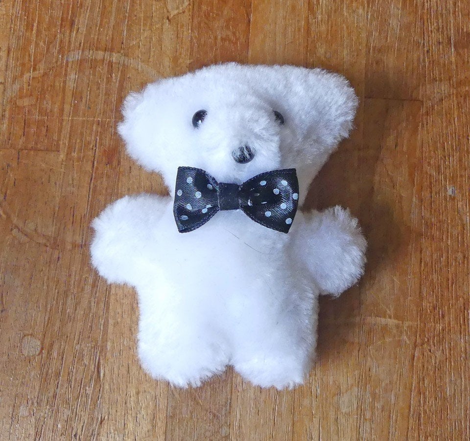 Beren broche wit beertje pluche speld, Overige materialen, 4 tot 7 cm, Wit, Ophalen of Verzenden