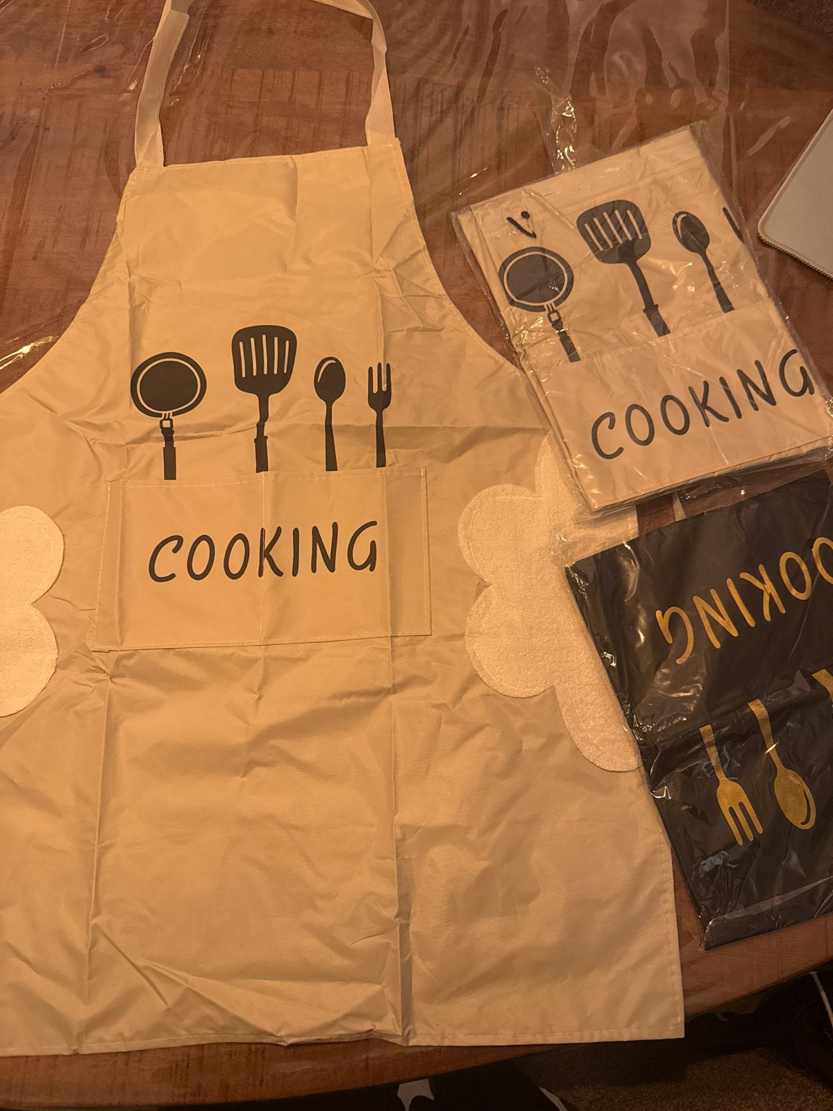 Schort met kookgerei print - Nieuw, Beige, Overige typen, Kunststof, Nieuw
