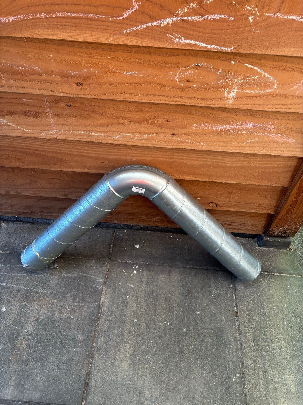 Spiralo buis 125 mm met 90 bocht (580mm + 620mm), Ophalen, Zo goed als nieuw, Ventilator
