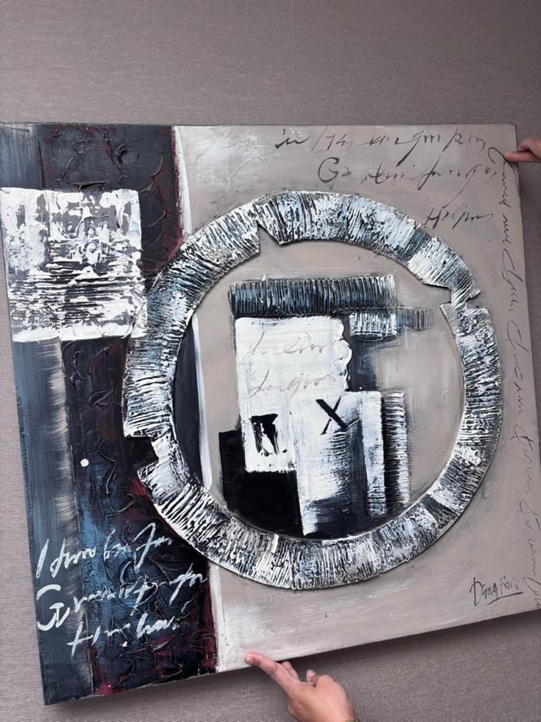 Abstract Schilderij met 3D-effect en Tekst, Ophalen