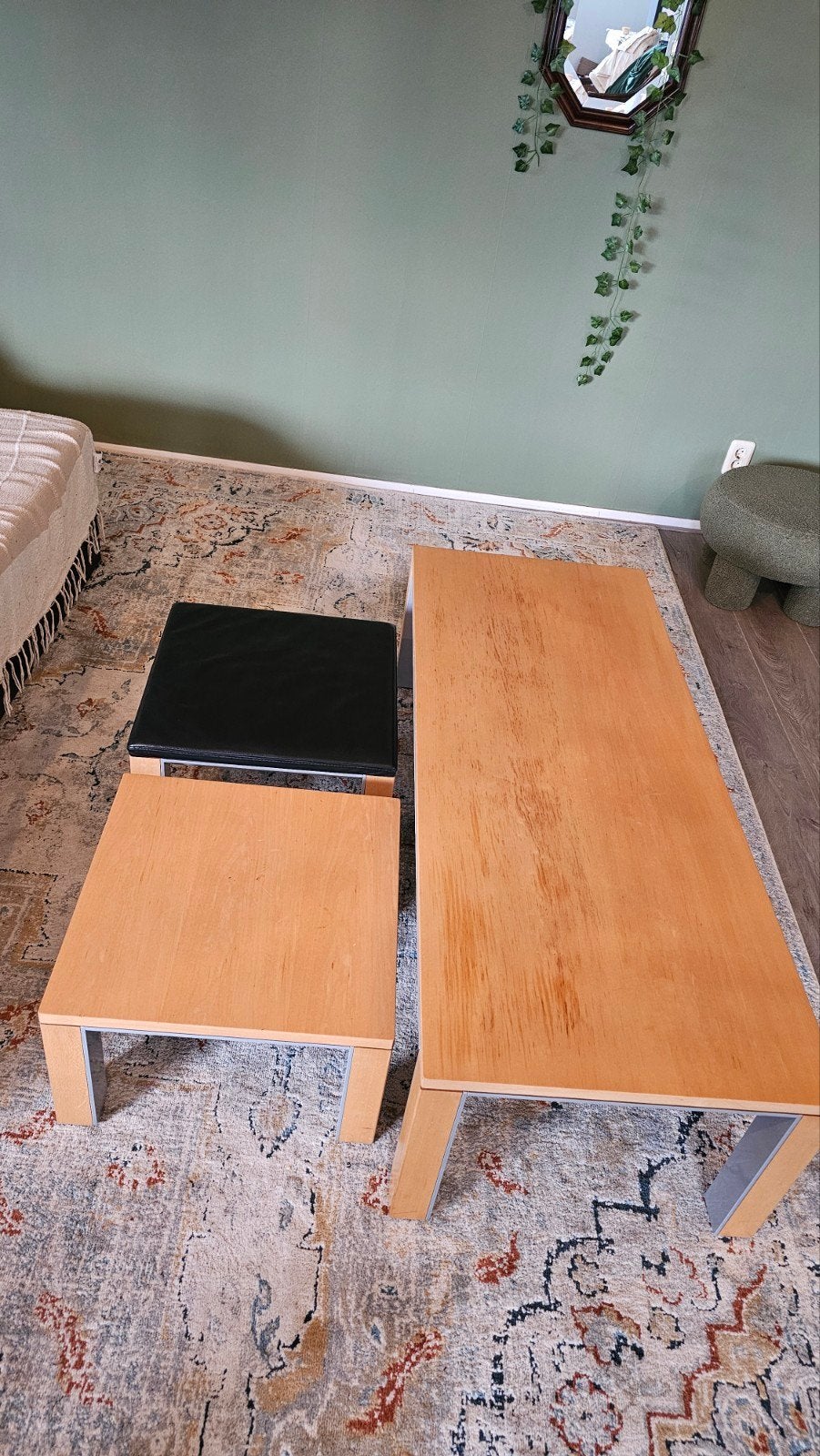 Leolux salontafel met 2 bijzettafels, Gebruikt, 100 tot 150 cm, 50 tot 100 cm, Modern