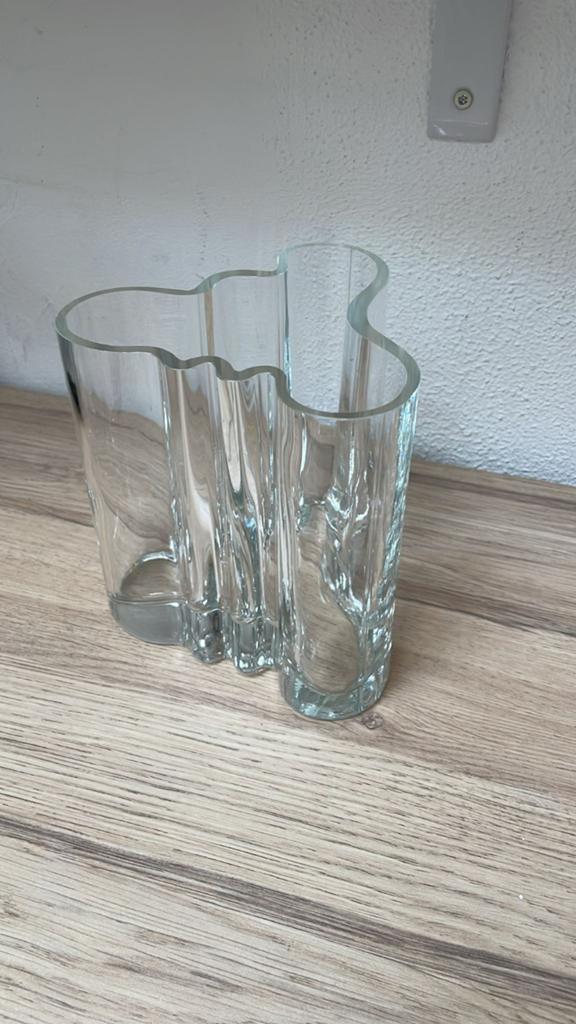 Blank glas Alvar Aalto Iittala stijl vaas., Ophalen of Verzenden