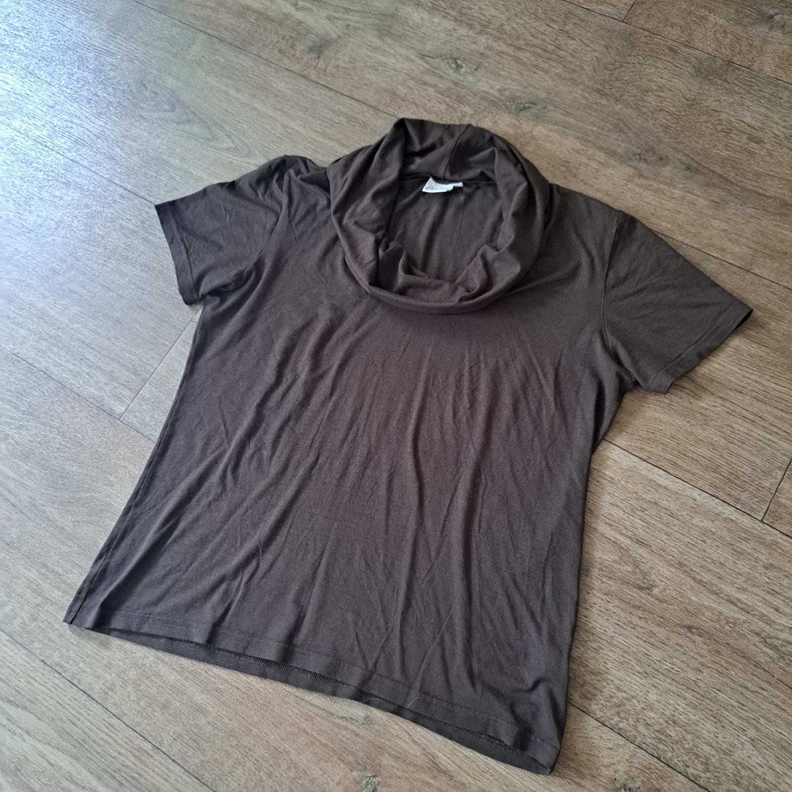 donker bruin shirt met watervalhals mt. XL, Bruin, Maat 46/48 (XL) of groter, Ophalen of Verzenden, Zo goed als nieuw