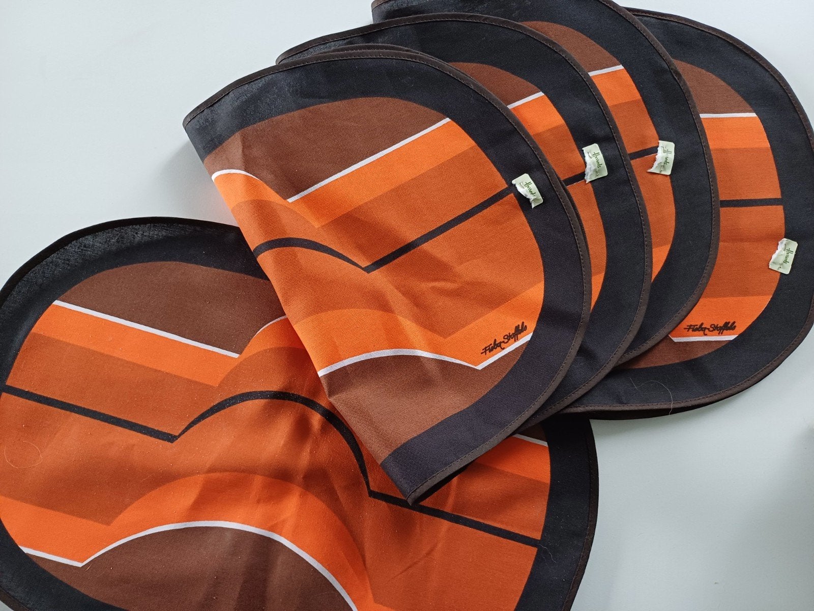 set 5 retro oranje bruin placemat, Katoen, Nieuw, Oranje, Ophalen of Verzenden