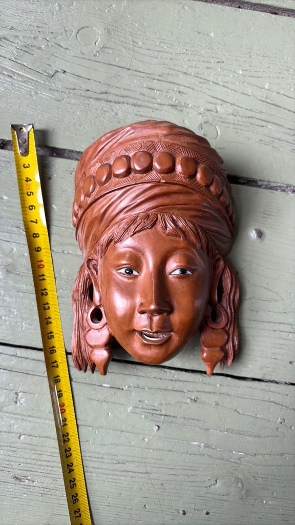 Houten masker van een dame, Antiek en Kunst, Ophalen of Verzenden