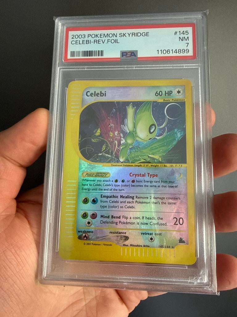 Celebi Reverse Holo Skyridge PSA 7 Pokémon Kaart, Ophalen of Verzenden, Zo goed als nieuw, Losse kaart, Foil