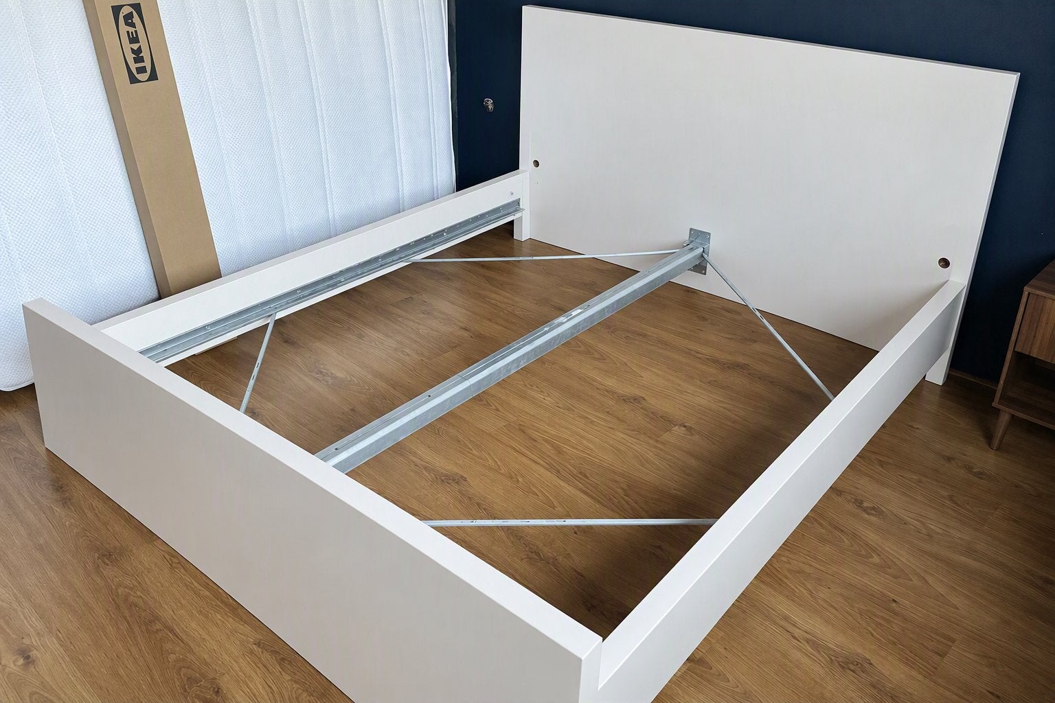 Topper! Ikea Malm bed 160x200 evt met lattenbodems, Ophalen, Gebruikt, Wit, Tweepersoons