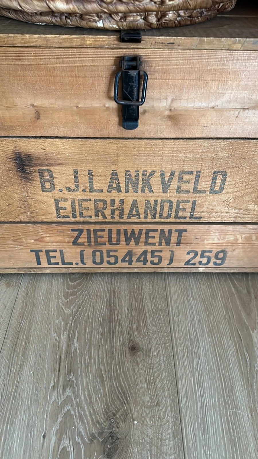 Gezocht: Vintage houten kist Lankveld Eierhandel Zieuwent, Ophalen of Verzenden