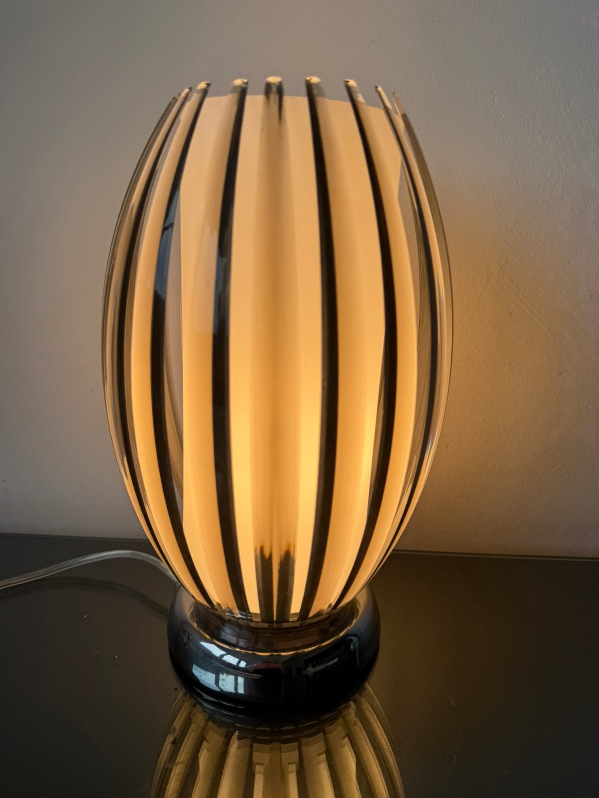 Tafellamp Tentacle vintage zwart smoke wit, Vintage, Ophalen of Verzenden, Grijs, Glas