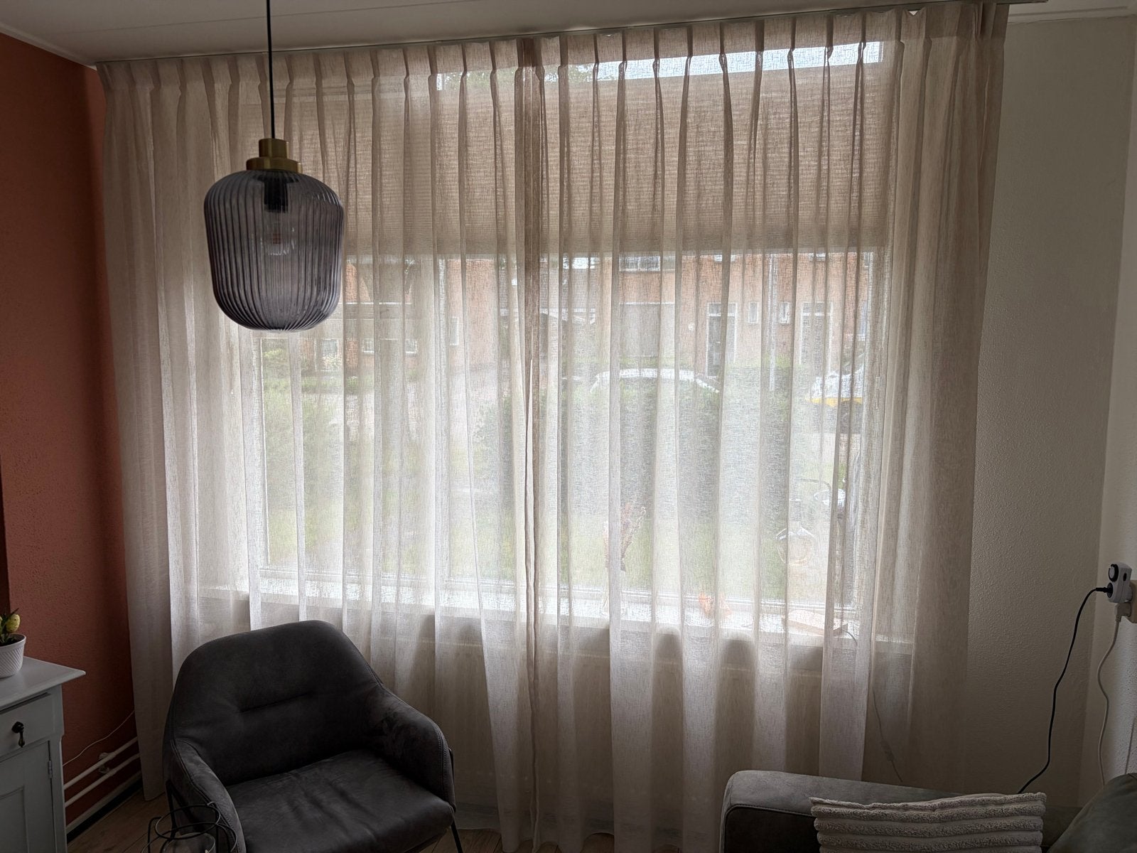 Lichtdoorlatende gordijnen en plisségordijn, Huis en Inrichting, Stoffering | Gordijnen en Lamellen, Zo goed als nieuw, Gordijn