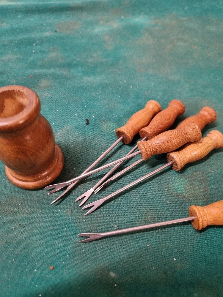 prikkers in houten houder vintage, Ophalen of Verzenden, 'T Olde Gre-j, Info@toldegrej.nl, Endepoelstraat 20f Didam
