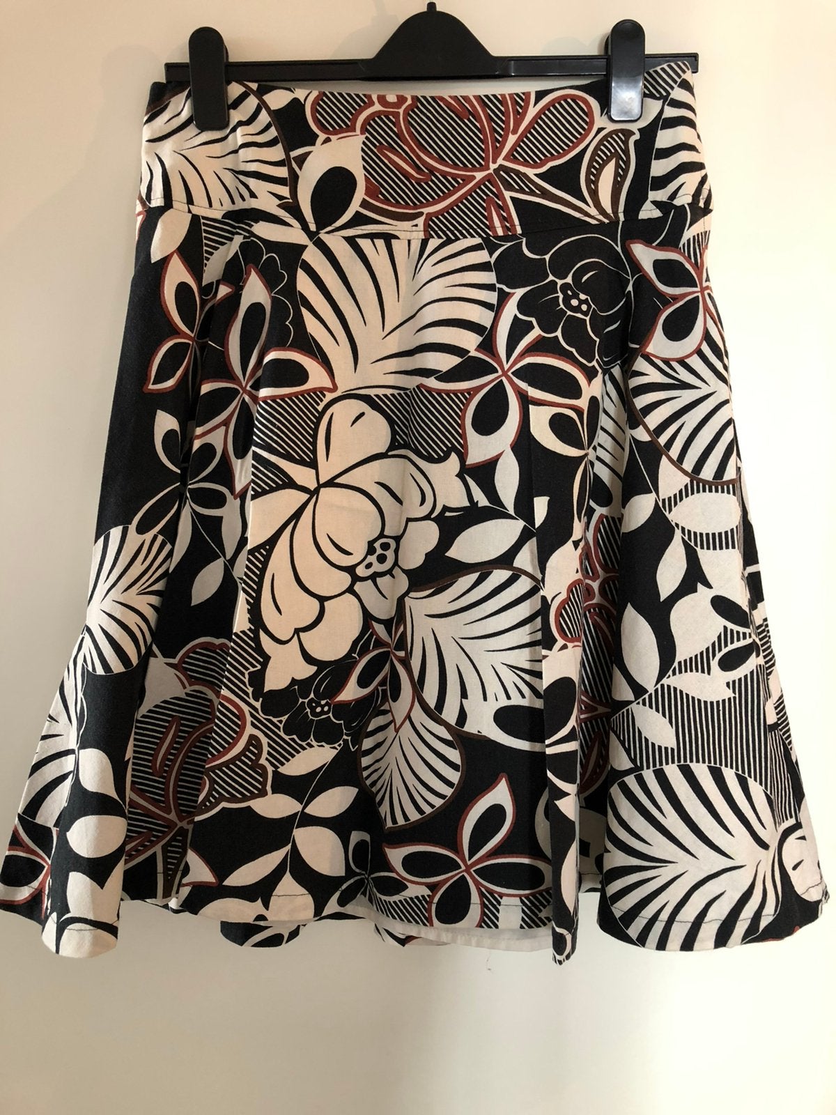 H&M linnen cirkel rok met print mt 40 zgan, Kleding | Dames, Rokken, Maat 38/40 (M), Zo goed als nieuw, Boven de knie, Meerkleurig