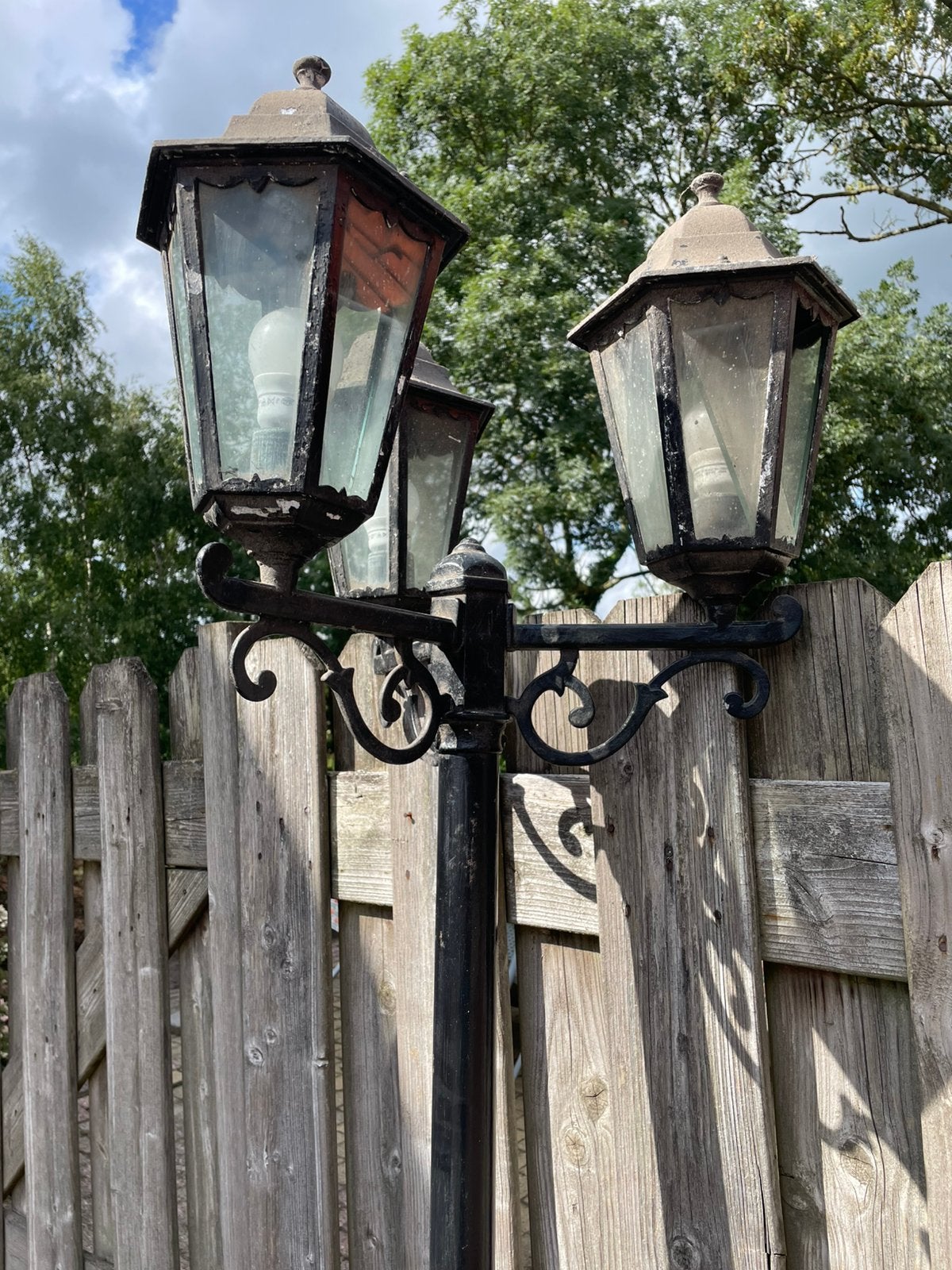 Lantaarn met 3 lampen, Ophalen, Gebruikt, IJzer, Vloerlamp