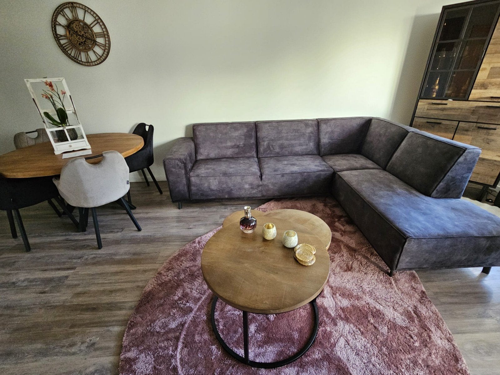 Hoekbank antraciet, Huis en Inrichting, Ophalen, Gebruikt, Stof