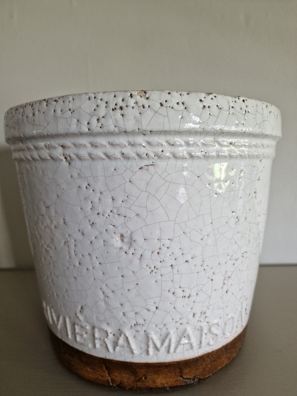 riviera maison Marseille bloempot wit keramiek, Rond, Ophalen of Verzenden, Aardewerk, Minder dan 40 cm