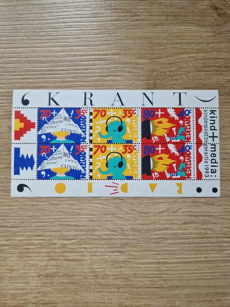 Kinderpostzegels 1993 - Kind + Media, Postzegels en Munten, Postzegels | Nederland, Ophalen of Verzenden, Na 1940, Postfris