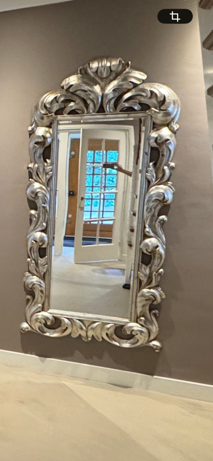 Grote Barok Spiegel - Zilverkleurig, Ophalen, Zo goed als nieuw, 75 tot 100 cm, 150 tot 200 cm