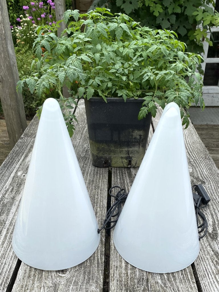 2x SCE France Kegel Lamp - vintage design pyramide, Overige merken, Met schakelaar, E14 (klein), Wit