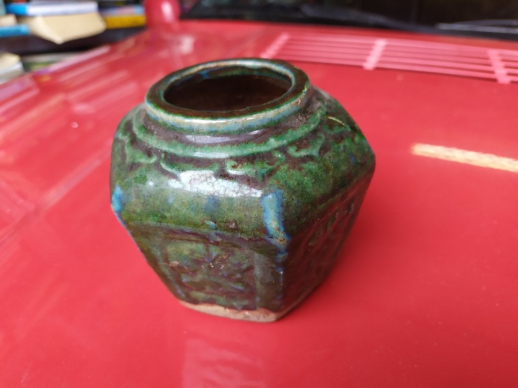 Antiek groen Chinees gemberpotje, Ophalen of Verzenden