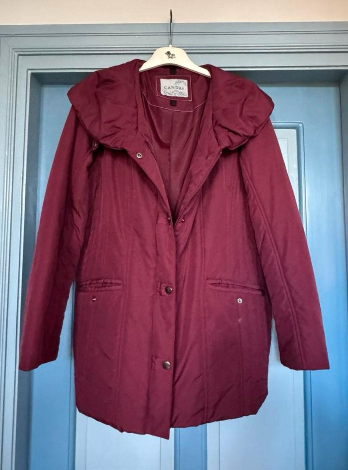 Canda jas bordeauxrood maat L, Ophalen of Verzenden, Zo goed als nieuw, Maat 42/44 (L), Rood