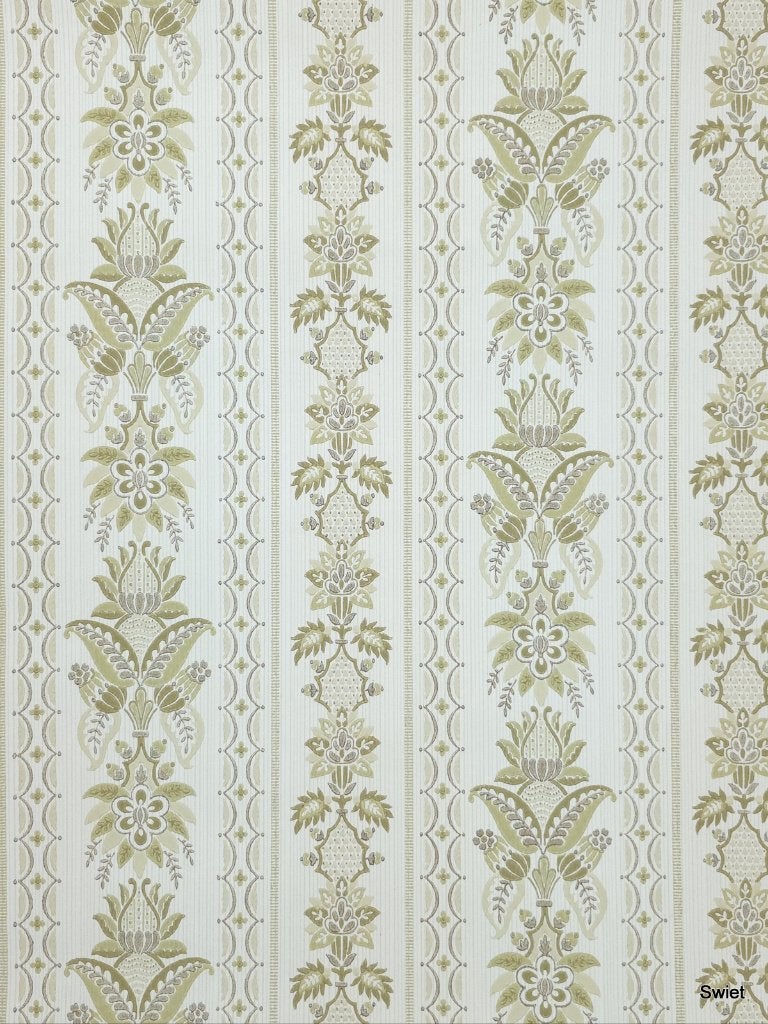   4713 Klassiek bloemenbehang jaren 70 beige groen swiet, Ophalen of Verzenden, Groen