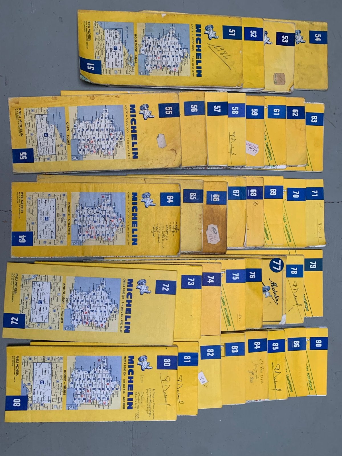Michelin kaarten van heel Frankrijk, schaal 1:200.000, Ophalen of Verzenden, 1800 tot 2000, Frankrijk, Landkaart