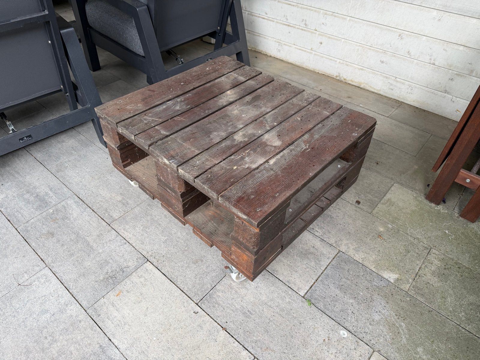 Robuuste Pallet Salontafel met Wieltjes, Huis en Inrichting, Tafels | Salontafels, Ophalen, Gebruikt, 100 tot 150 cm, 50 tot 100 cm