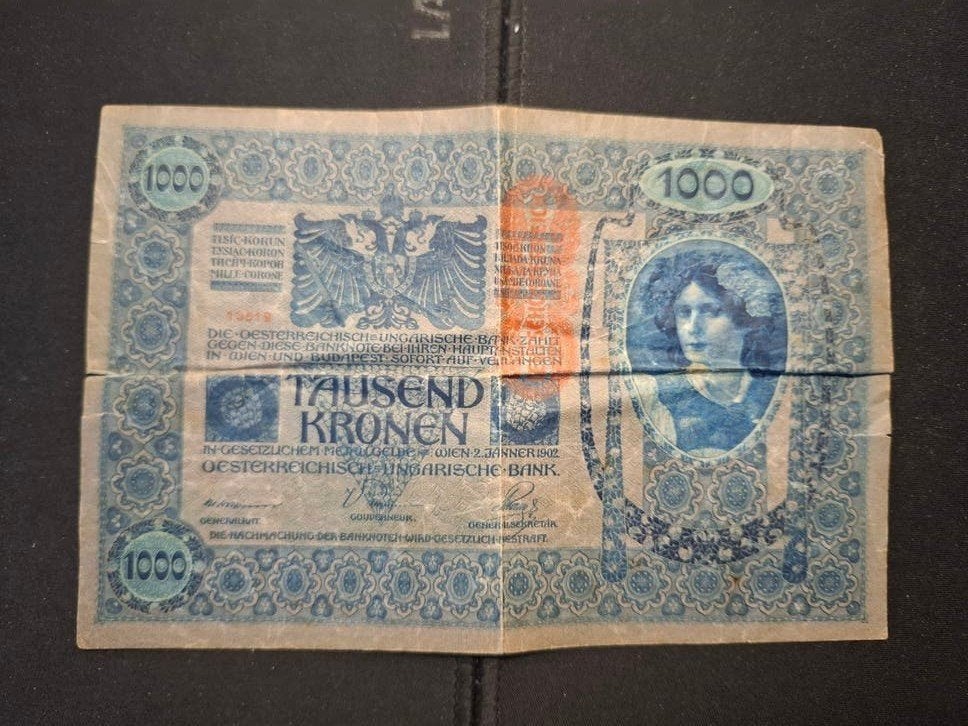Oostenrijks 1000 Kronenbiljet 1902 - Serie 1793, Postzegels en Munten, Ophalen of Verzenden, Oostenrijk, 100 euro