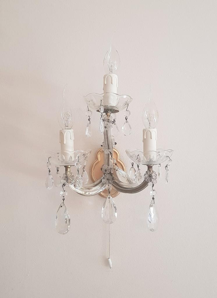 Prachtige kristallen antieke Maria Theresia wandlamp, Ophalen of Verzenden, Zo goed als nieuw