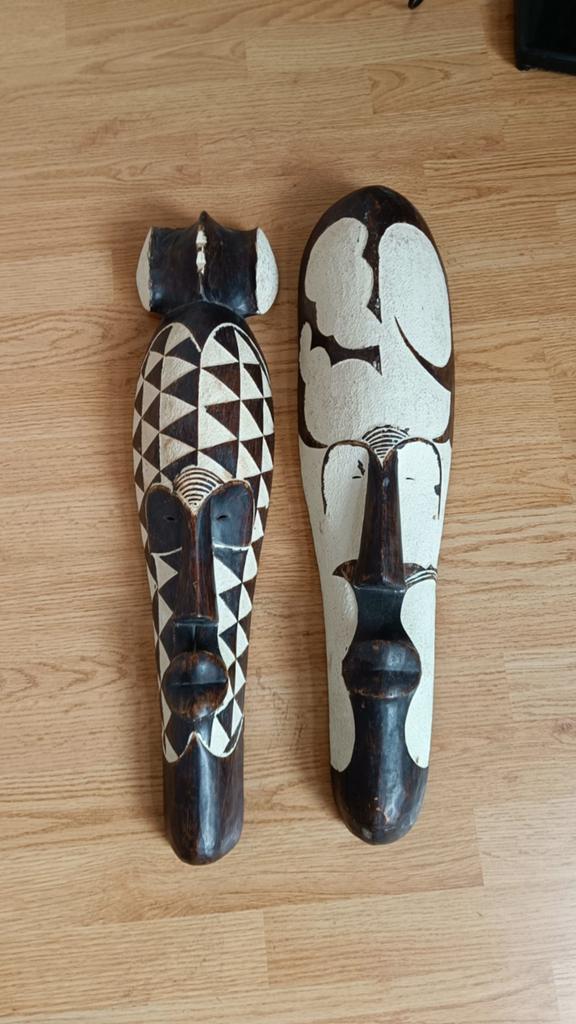 Set van 2 Afrikaanse houten maskers, Ophalen of Verzenden