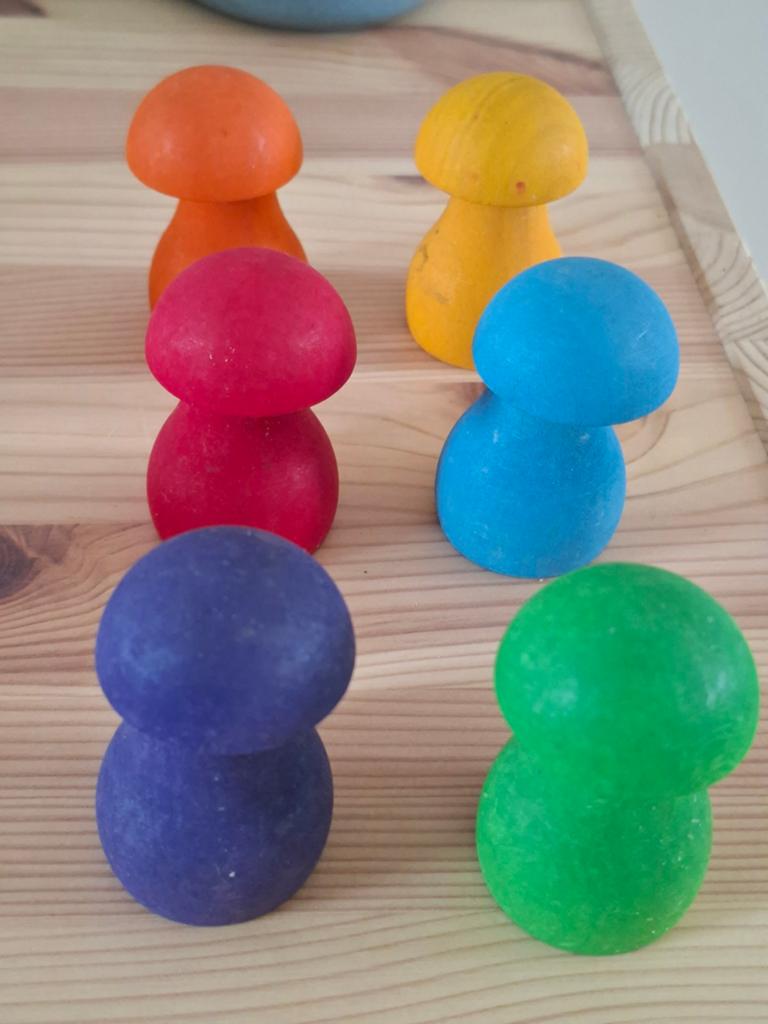 Grapat Paddestoelen Regenboog - Houten Speelgoed, Ophalen of Verzenden, Zo goed als nieuw, Overige typen