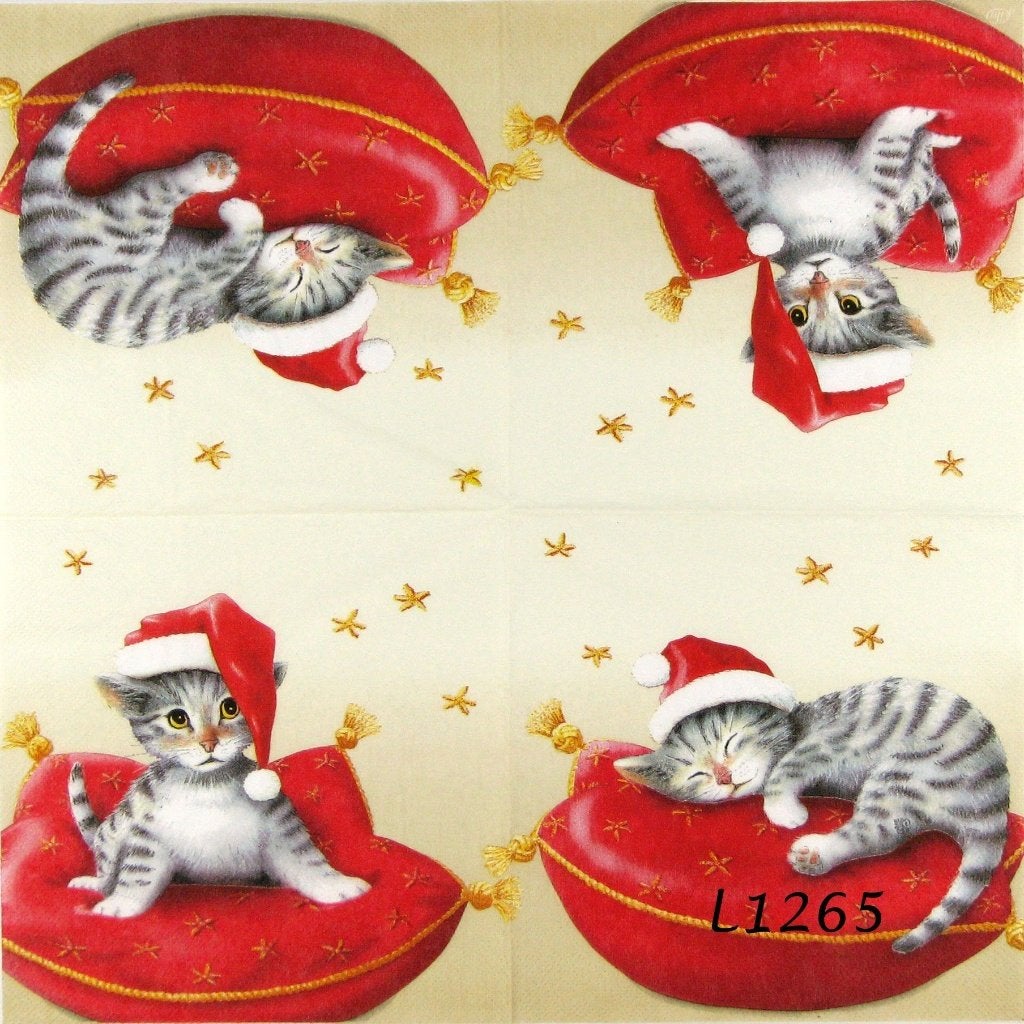 Servetten decoupage/bullet journal * kerstkat L1265, Verzenden, Nieuw