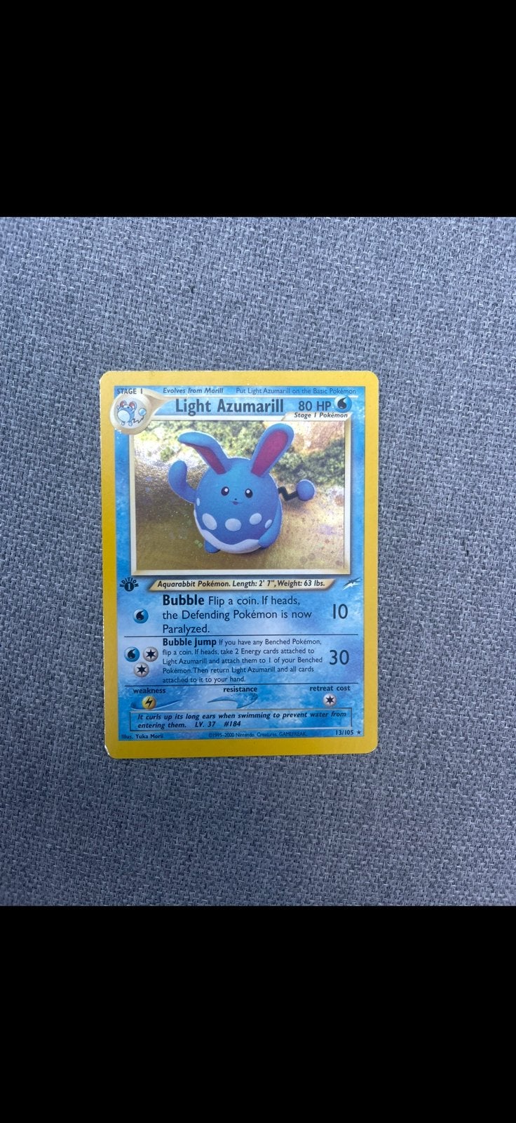 Light Azumarill - Pokemon kaart, Ophalen of Verzenden, Zo goed als nieuw, Losse kaart, Foil