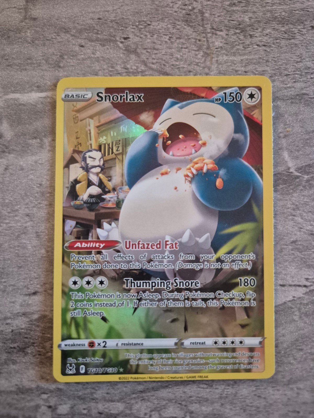 Snorlax Pokémonkaart - Full Art Trainer Gallery TG10/TG30, Ophalen of Verzenden, Zo goed als nieuw, Losse kaart, Foil