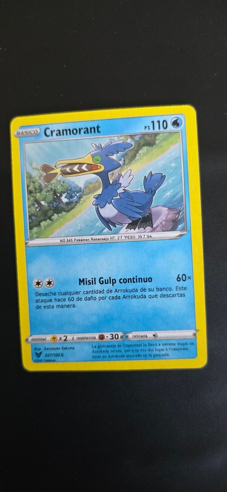 Pokémon Kaart Cramorant V (Spaans), Ophalen of Verzenden, Zo goed als nieuw, Losse kaart