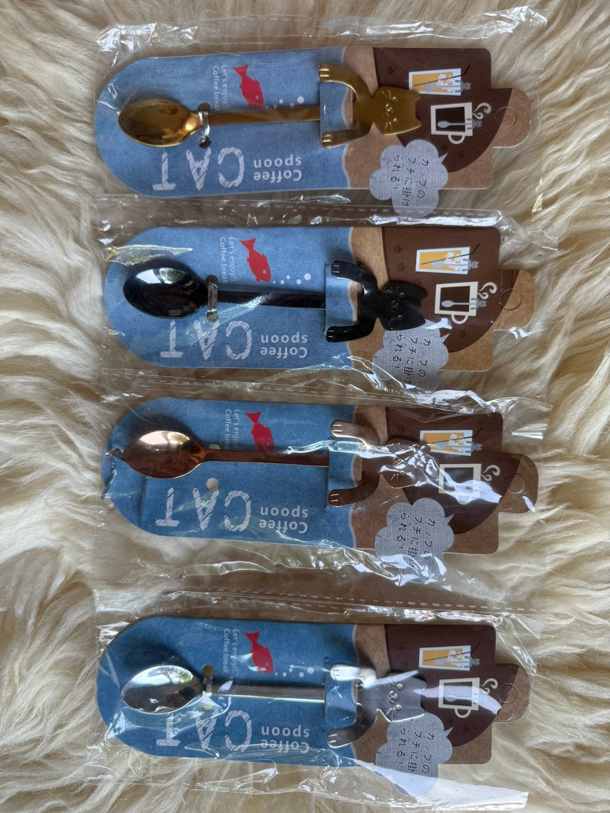 Schattige mini kat-koffielepels – 4-delige set |, Ophalen of Verzenden, Nieuw, Rvs of Chroom, Bestekset
