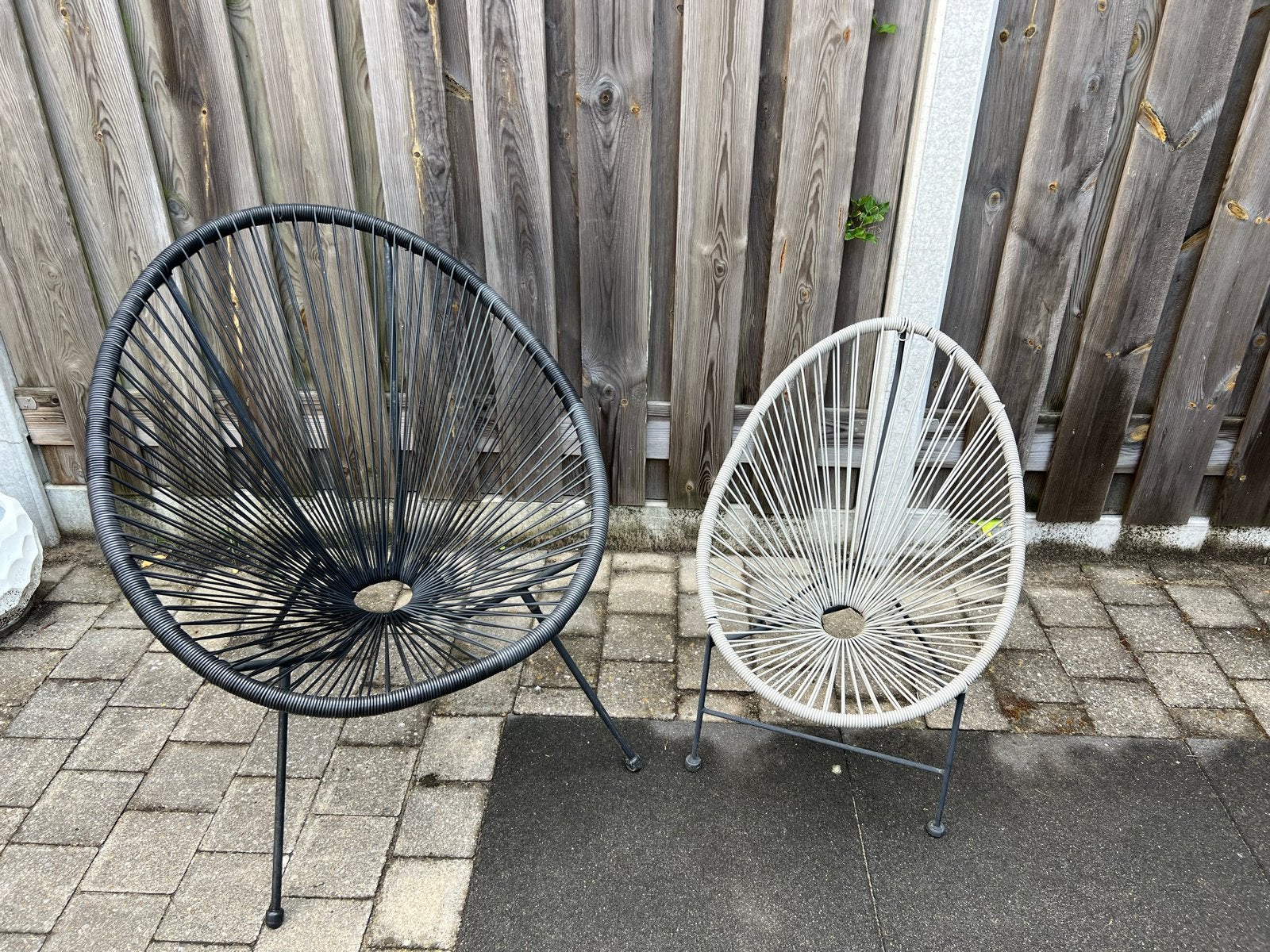 Set van 2 loungestoelen - Zwart en Grijs, Tuin en Terras, Ophalen, Gebruikt, Kunststof