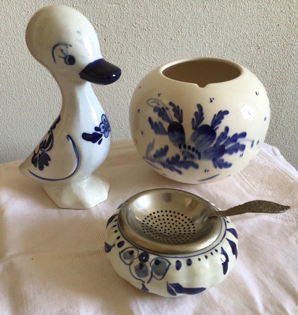 Delfts Blauw, theezeef, eendje, potje, Antiek en Kunst, Ophalen of Verzenden