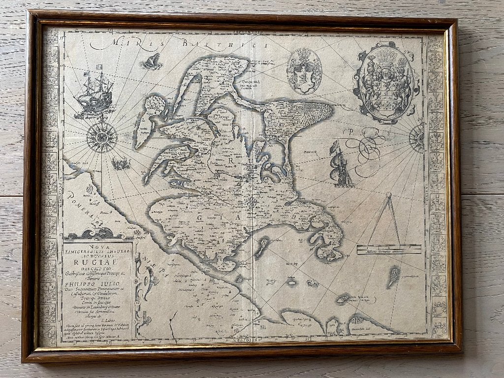 Orginele Landkaart Rügen (1639) Atlas G Mercator - ingelijst, Gelezen, Voor 1800, Ophalen of Verzenden, Landkaart