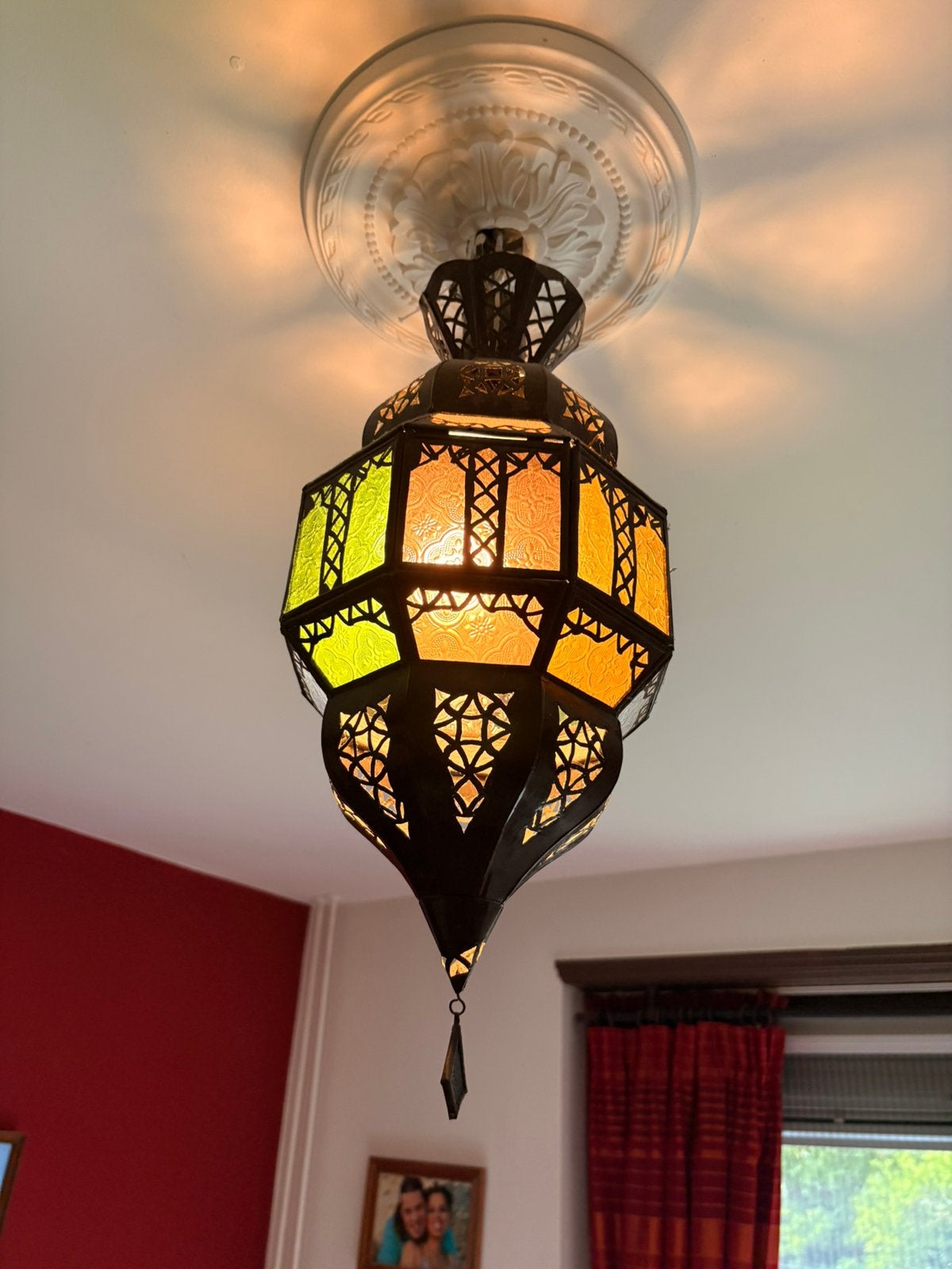 Oosterse hanglamp, Huis en Inrichting, Lampen | Kroonluchters, Ophalen, Gebruikt
